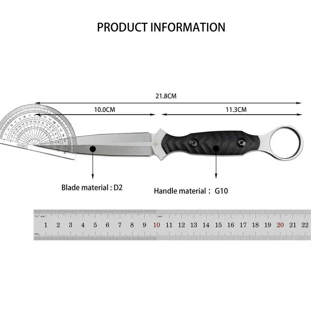 NEW USA TOOR High Quality Knife Fixed Blade Knife D2 Blade G10 Hand with Kydex Sheath Outdoor EDC Cam Hunting Hiking ToolXJ250307