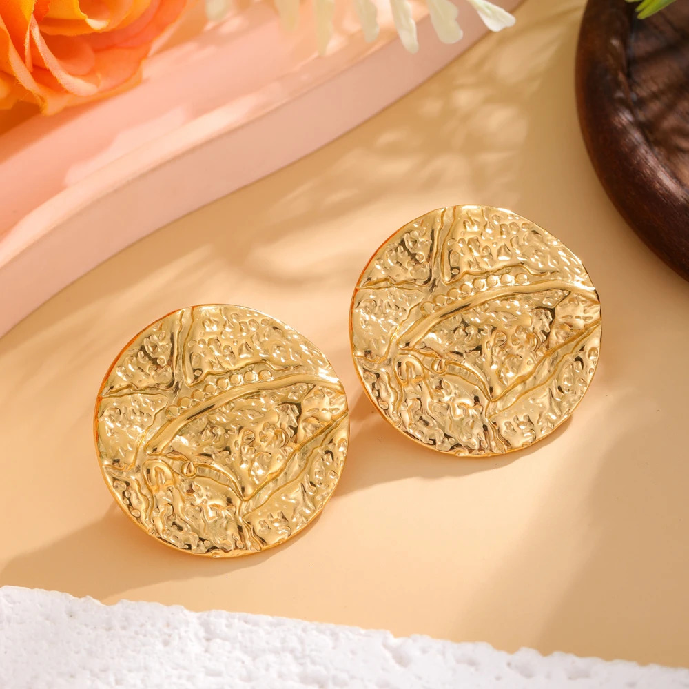 large disc womens fashion thick section waterproof earrings trend high-grade stainless steel jewelry party gifts 250303