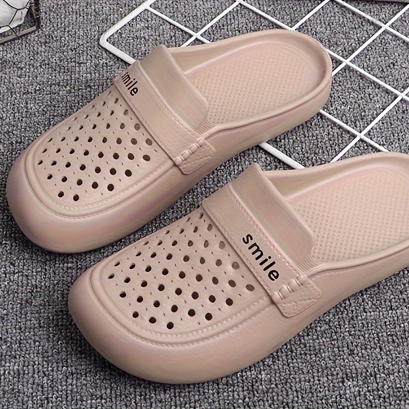 Baotou ladies black flat EVA non-slip outdoor wear summer half slipper croc shoes thick soles breathable everything