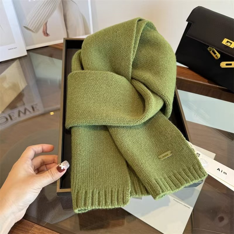 K066 Selected Australian pure sheep wool 100% cashmere scarf new style solid color versatile men and women winter warm knitted neck scarf