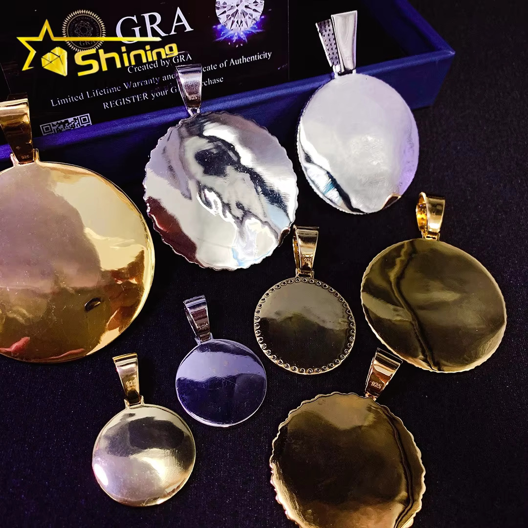 Ready to Ship Stock 925 Sterling Silver Memory Photo Pendant Hip Hop Iced Out Vvs Moissanite Pendant Pass Diamond Tester