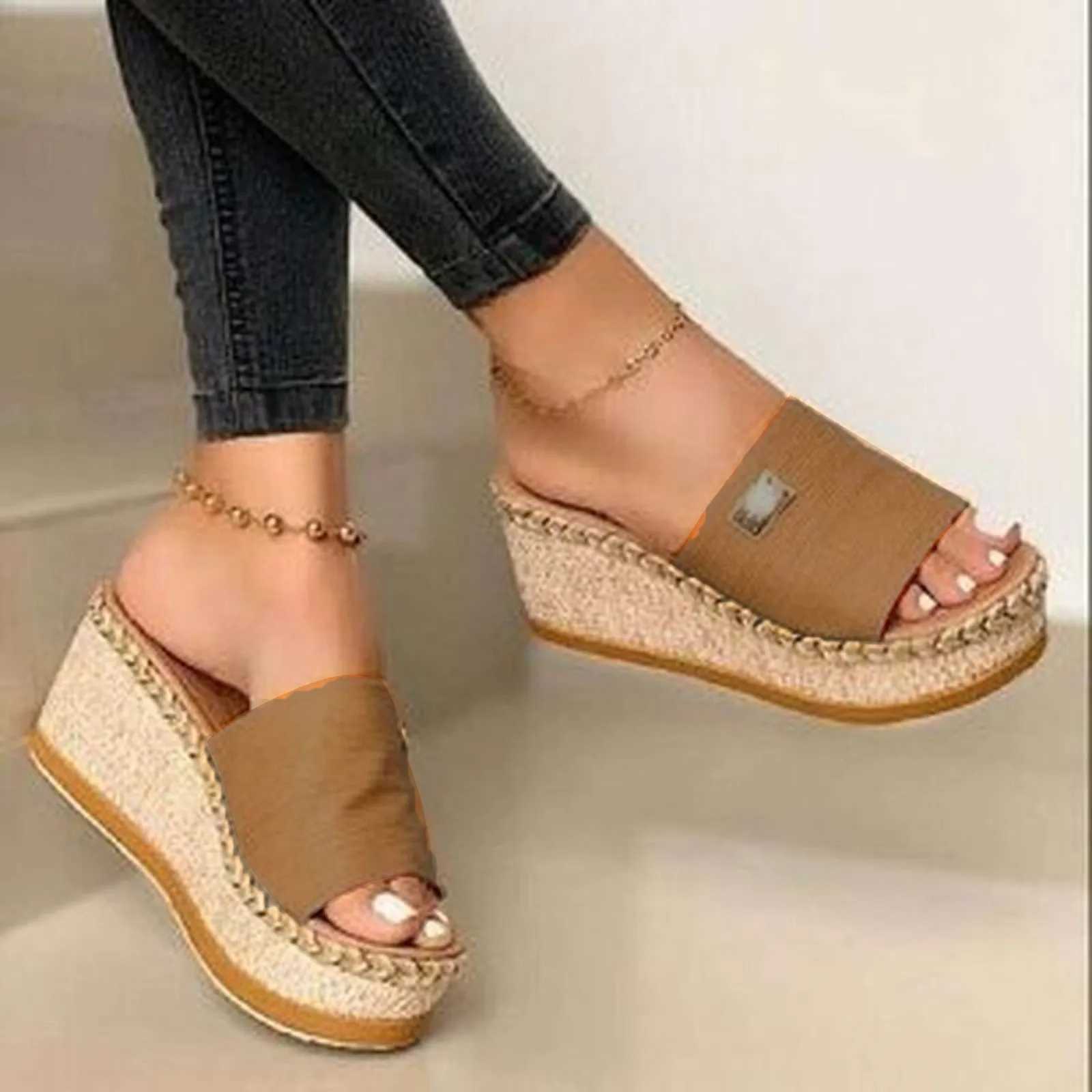 Sandals - WomenS Platform Sandals Wedge Heel Straps Summer Beach Fashion Sapatos Femininos barefoot summer Sandalias M250307