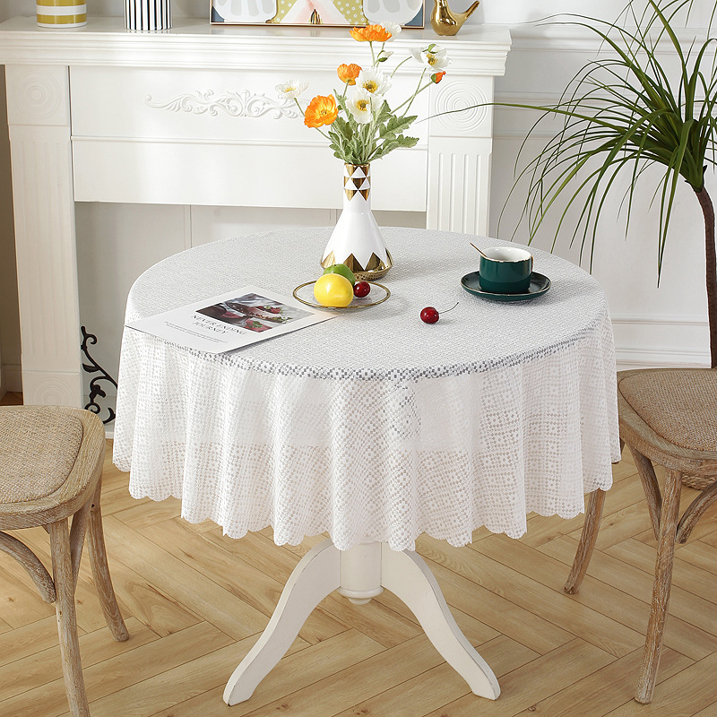 Lace Tablecloth Dinning Table Round Retro White Cover