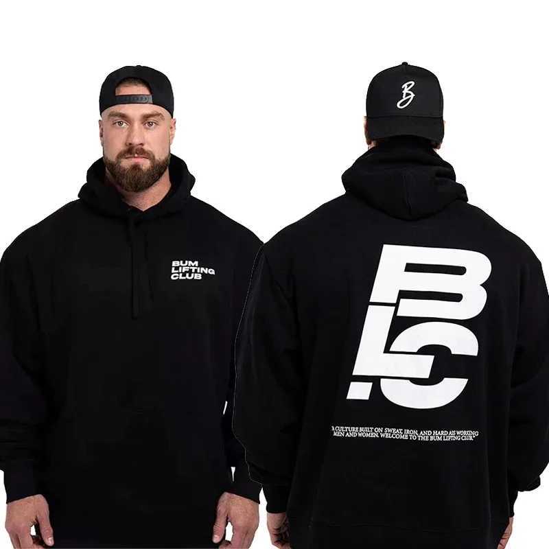 Mens gym fitness hoodie autumn long-sleeved hooded jumper printed sweatshirt plus size winter clothing sportswear topT250307