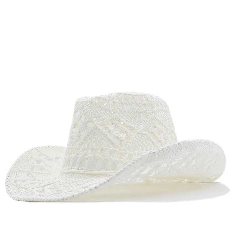 Straw Hats Cowboy Woven Hand knitting Sun Hats Western Cowboy Hats Foldable Roll up Cap Travel Dresses Office gift Men Women W250307