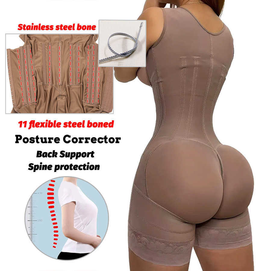 Hot Sale Steel Bones Fajas Colombian Belt Bodysuit Waist Trainer Post Operative Girdles Slimming Shapewear Tummy Control Shaper