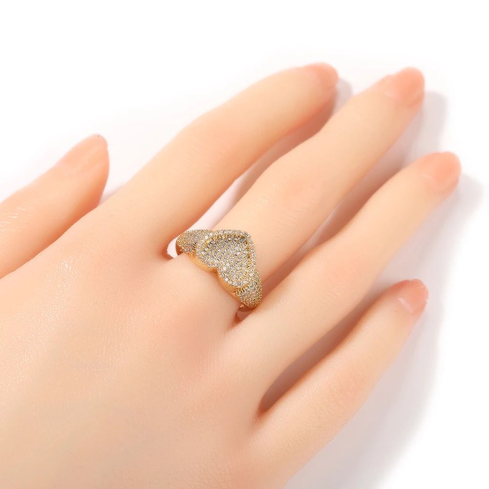 UWIN Concave ring Micro spread out pearl cubic zirconia ring exquisite gift for men women Punk fashion Hip Hop jewelry 250318