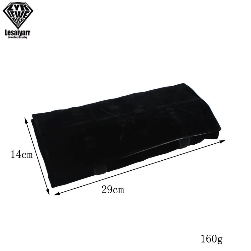 Foldable Black Velvet Zipper Jewelry Roll Bag for Jewellery Ring Earrings Organizer Storage Bag Portable Necklace Display Cases 250306