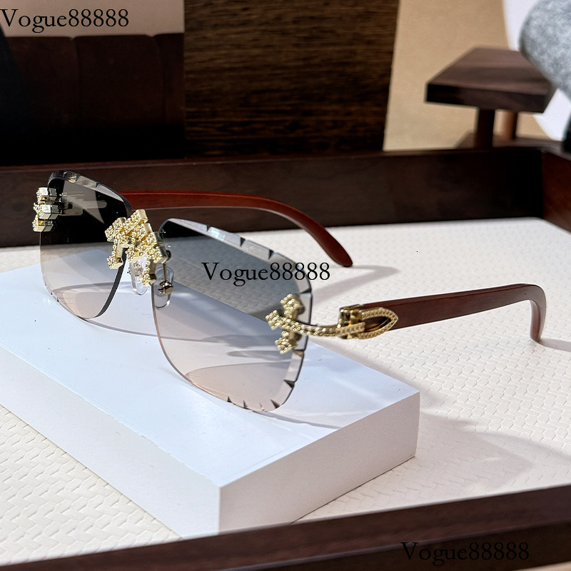 New personalized frameless serrated square cut ins fashionable diamond inlaid outdoor sun protection street photography sunglasses