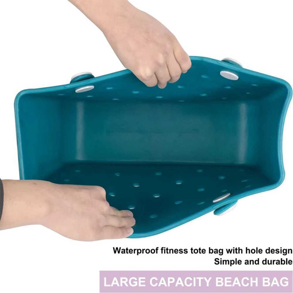 Solid Fashion Hole Durable Waterproof Beach Bag Fashion Rubber Handbag Beach Boat Swimming Sports Shopping Portable Eva Handbag Z250307