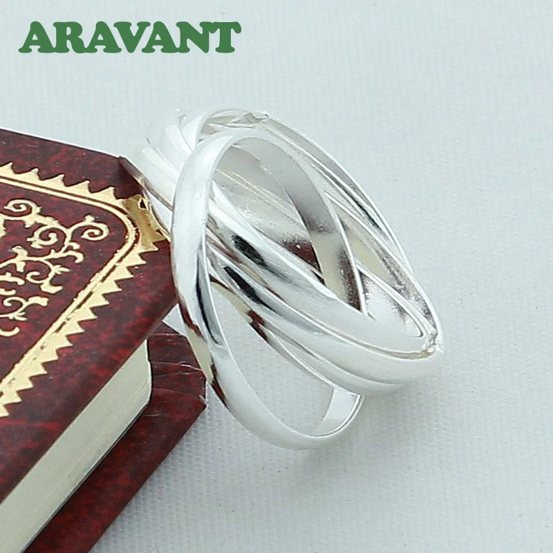 Aravant 925 Silver 10 Round Three Ring Bracelet Set Suitable for Men Women Fashion Jewelry 250303