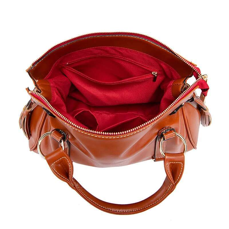 Vintage Pillow Design PU Leather Boston Handbag For Women Casual Large Capacity Shoulder Crossbody Bags Fashion Shopper Totes
