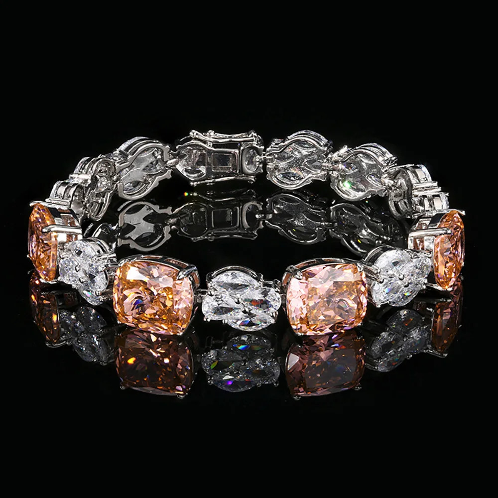 Retro 10*12mm Tourmaline Pink Quartz Sapphire Bracelets for Women Cocktail Party Fine Jewelry Lady Anniversary Gift Accessories 250303