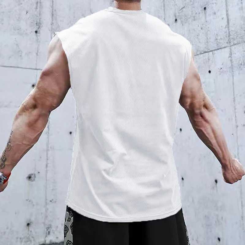 Mens Summer Quickly-dry Tank Top Breathable Casual Loose Fitness Sports Sleeveless Shirt Bodybuilding Printed UndershirtT250318