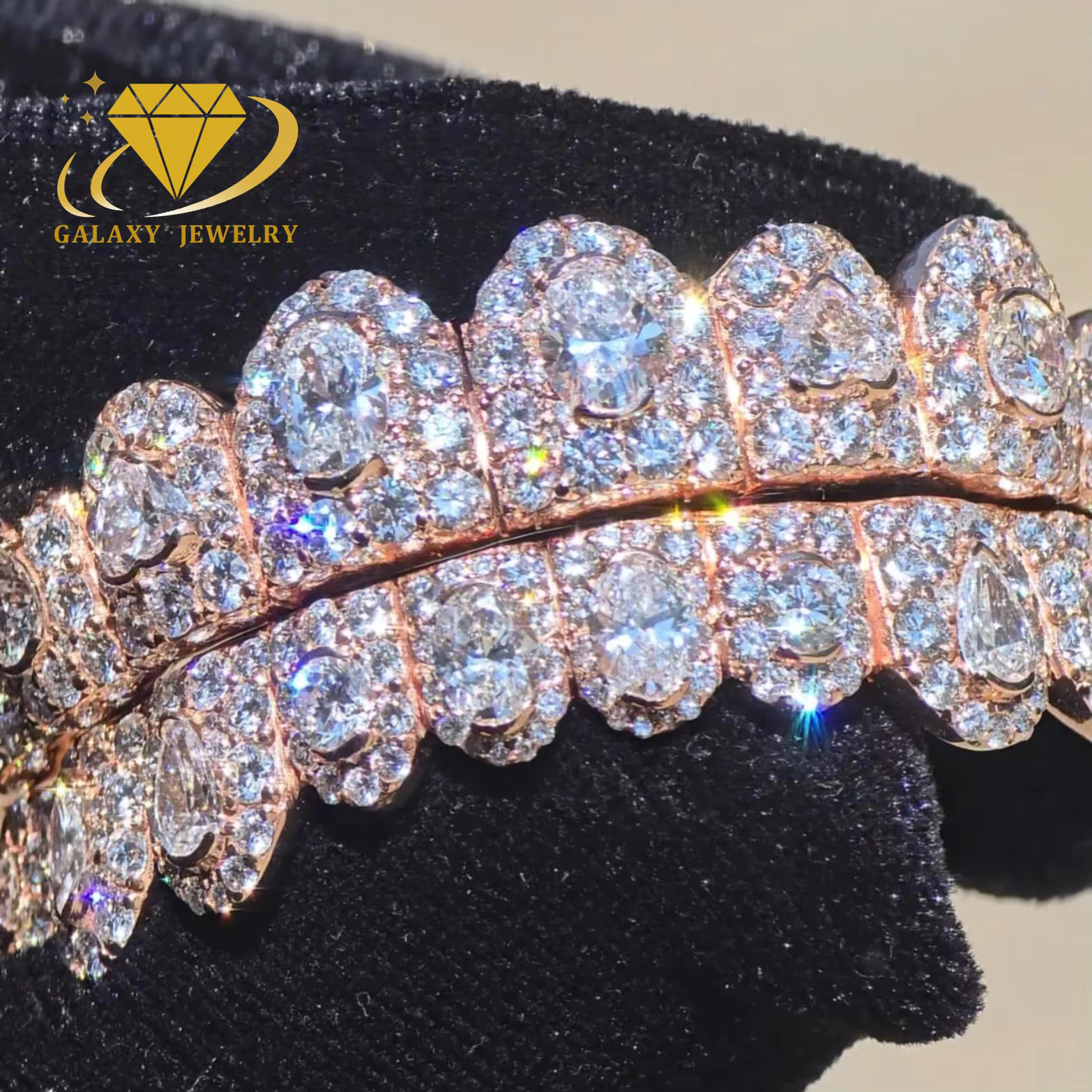 Popular Grillz Custom Flawless Mossanite Grills Teeth Big Stone Vvs Moissanite Grillz 10 Top 10 Bottom Ice Out Diamond Grillz