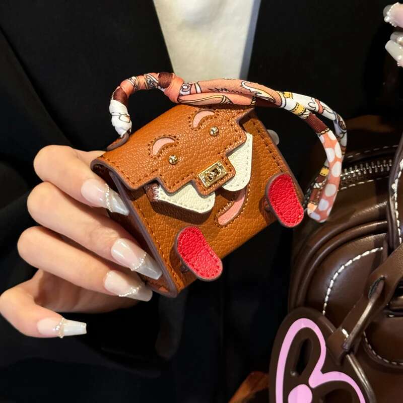 Mini Tiny PU Leather Handbag Decoration Pendant Bag 4 Pro 3 2 1 Samsung Galaxy Buds For Xiaomi Headphone Case