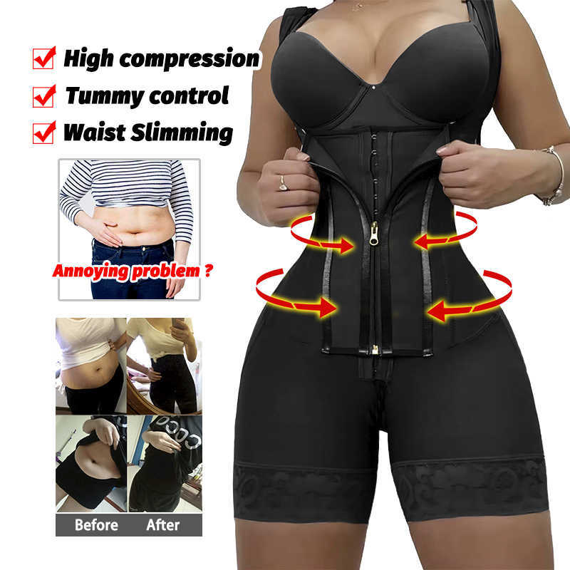 Hot Sale Steel Bones Fajas Colombian Belt Bodysuit Waist Trainer Post Operative Girdles Slimming Shapewear Tummy Control Shaper