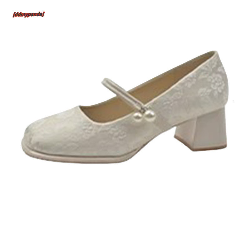 New Chinese women's coarse single spring cheongsam shoes, 2025 new style with horse face skirt, versatile high heels #ddmypanda