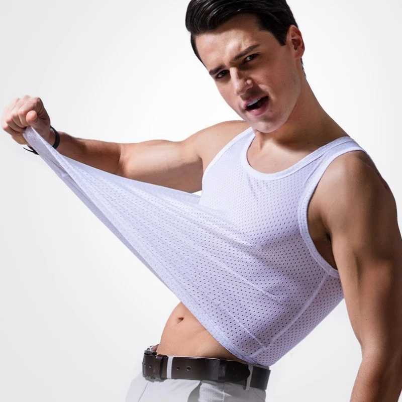 Summer Mesh Tank Top Men Gym Fitness Quick Dry T-shirt Mens Clothing Slim Fit Bodybuilding Sleeveless Shirts Men Basketball VestT250318