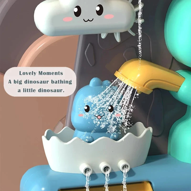 Childrens shower paddle toy cartoon animal dinosaur rotating water spray water wheel bathtub toy childrens happy shower toy gift 250306