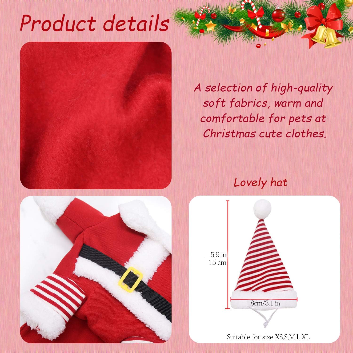 Dog Costumes Dog Costume Santa Funny Christmas Dog Clothes Soft Velvet Adjustable Pet Riding Dress Up Suit for Small Big Dog Holiday Clothing