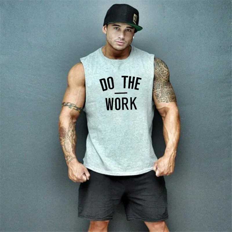 New Brand mens sleeveless shirts Do The Work Summer Cotton Men Tank Tops gyms Clothing Bodybuilding shirt Fitness topsT250318