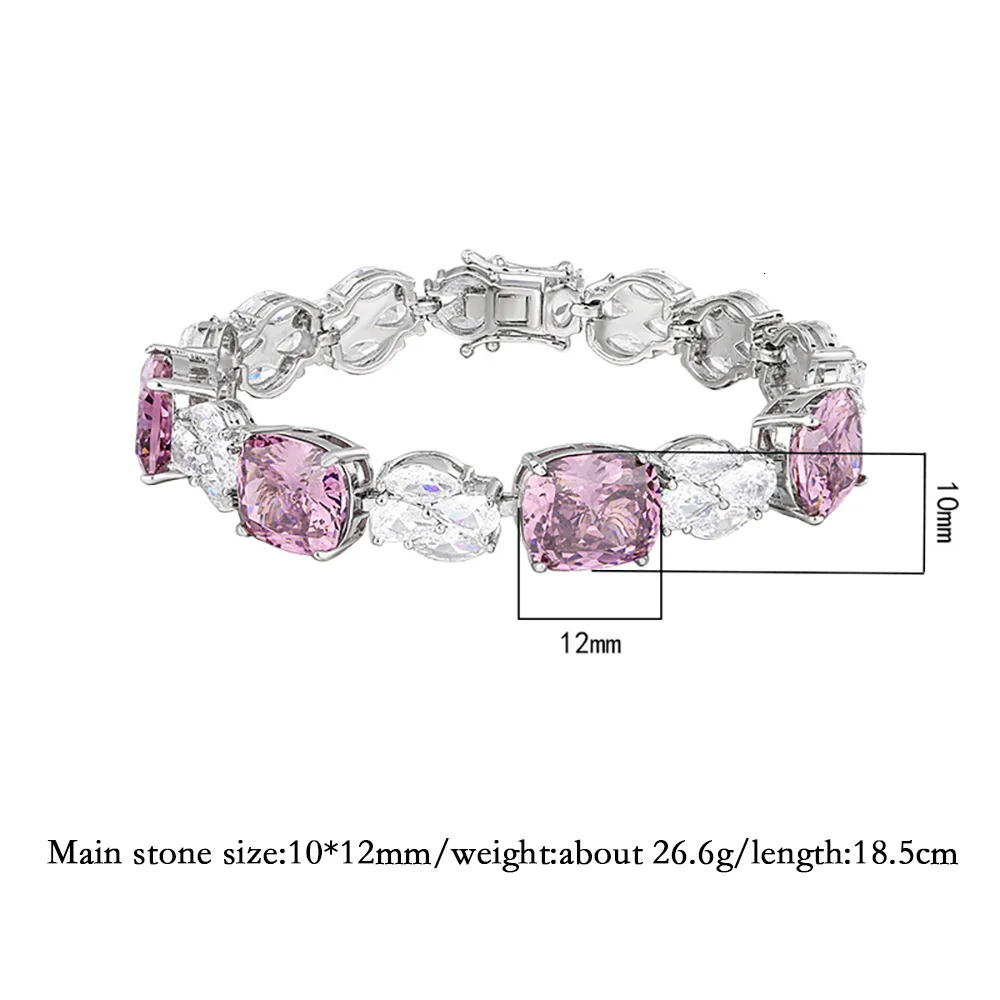 Retro 10*12mm Tourmaline Pink Quartz Sapphire Bracelets for Women Cocktail Party Fine Jewelry Lady Anniversary Gift Accessories 250303