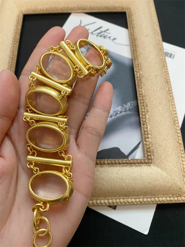 Brass Chunky Clear Beads Bracelet Women Men Lover Jewelry er T Show Runway Gown INS Japan Korean 250303