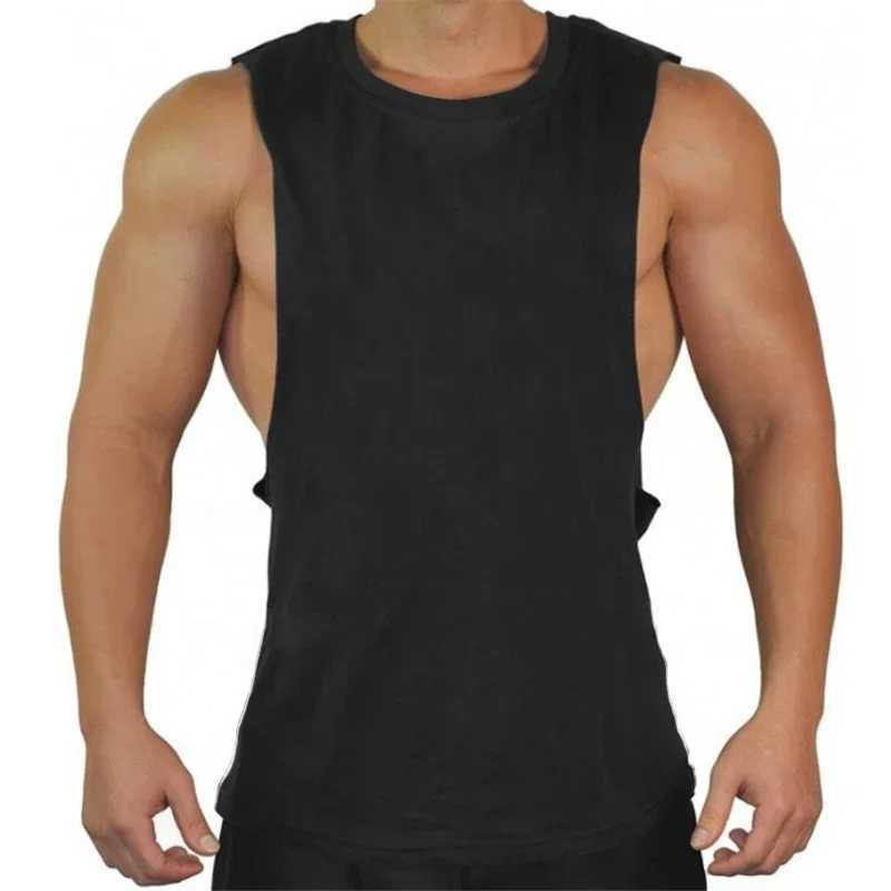 New Blank Sleeveless shirt Muscle Cut Workout Shirt Bodybuilding Tank Top Man Fitness Clothing cotton open sides vestT250318