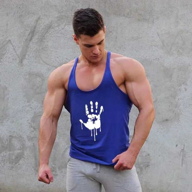 European and American Mens Fitness Sports Tank Top Daily Summer Leisure Cotton Sweat-absorbing Palm Thin Shoulder Strap NewT250318