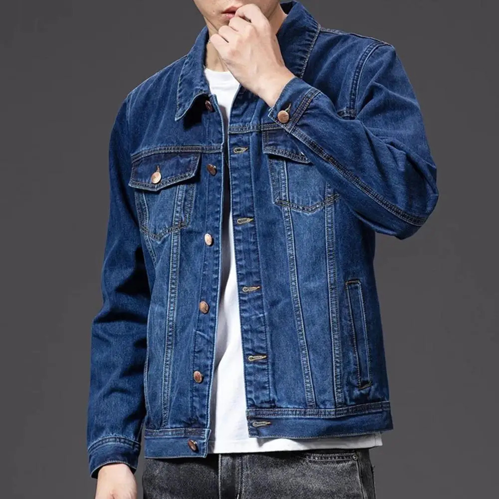 Casual Denim Jacket for Men Coat Singlebreasted Cardigan Male 250225