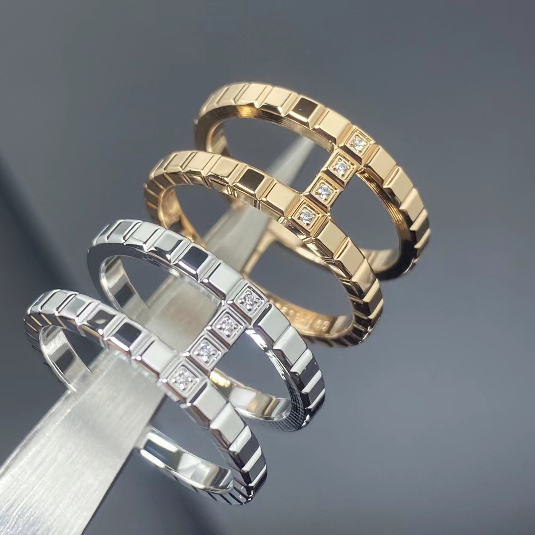 Free shipping Rose gold letters block designer ring for women men ic design dia shine cz zircon ice crystal love lovers couple rings jewelry top grade