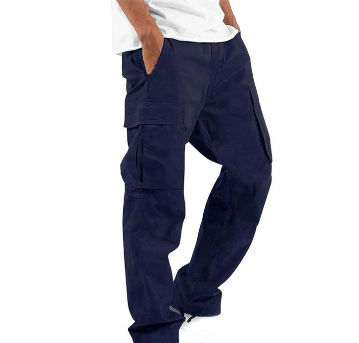 Men's Pants Outdoor Mens Cargo Black Cotton Pure Color Overalls Streetear Men Straight Trouser Pocket Sweatpants 5XL