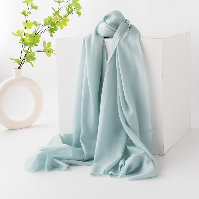 K064 Dopamine solid color wool scarf women's soft four seasons new cashmere scarf warm neck scarf dual-purpose tassel shawl
