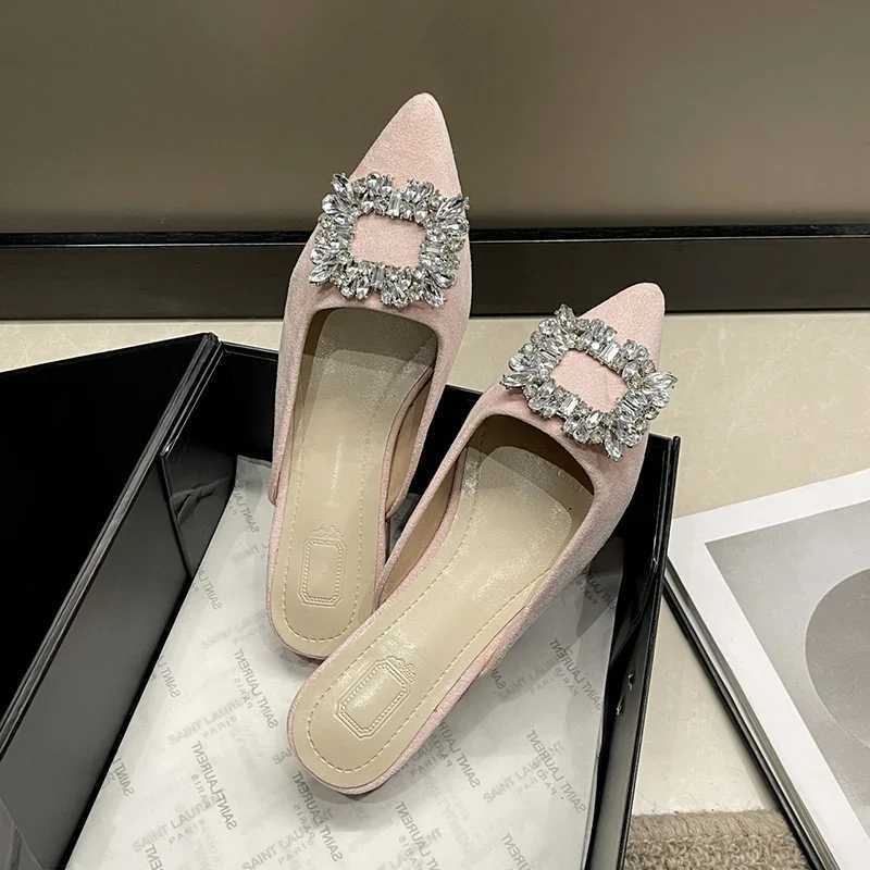 Summer Pointed Toe Wen Mes Slippers Fi Light Crystal Decorative Slides Womens Casual Outdoor Low Heel Sandals Y250307