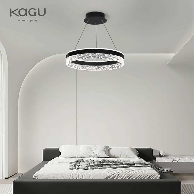 Minimalist Modern Led Chandelier Home Lighting Crystal Rings Ceiling Mounted Chandelier Lighting Hanging Lamp Black White Frame X250307