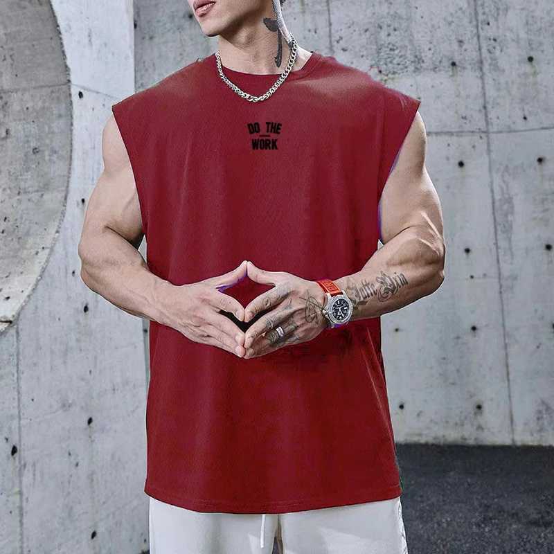 Mens Summer Quickly-dry Tank Top Breathable Casual Loose Fitness Sports Sleeveless Shirt Bodybuilding Printed UndershirtT250318