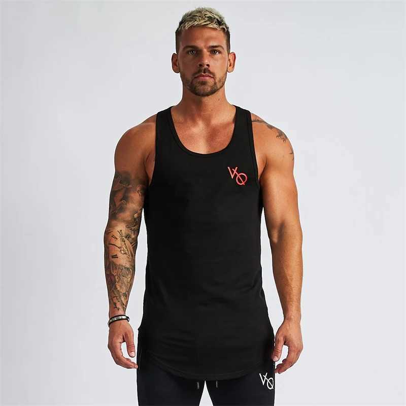 Summer cotton black mens vest Jogger Gym workout Fitness activewear Casual simple sleeveless top Fashion mens wearT250318