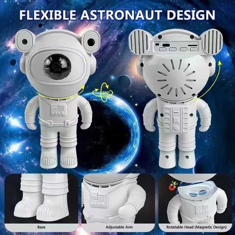 New Arrival Bluetooth Astronaut Star Light Projector LED Bedroom Ambiance Night Light Aurora Moon Nebula Galaxy Lighting for Kids Z250307