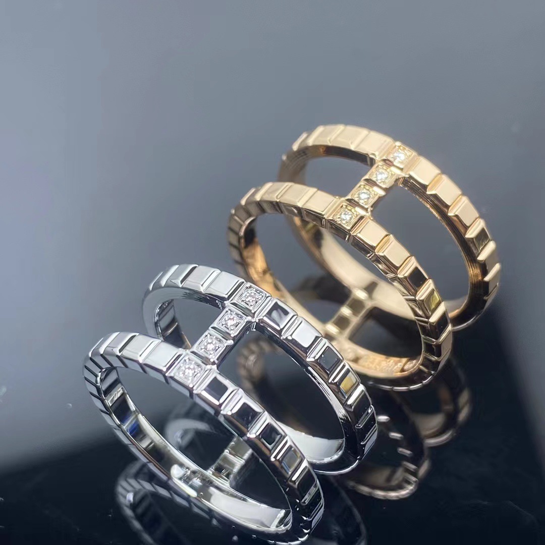 Free shipping Rose gold letters block designer ring for women men ic design dia shine cz zircon ice crystal love lovers couple rings jewelry top grade