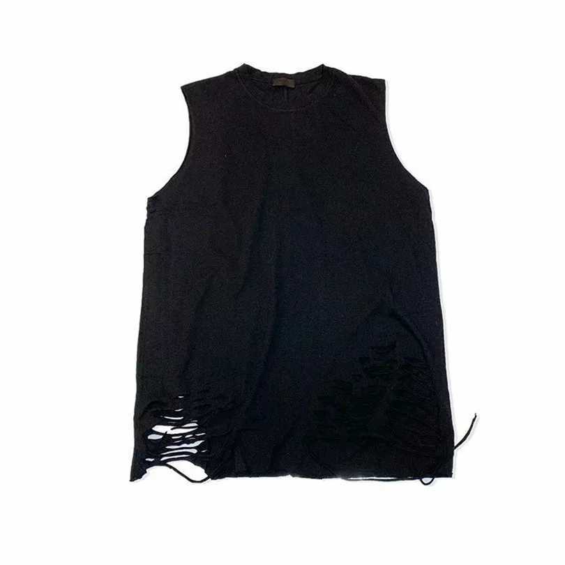 Summer Ripped Mens Tank Top Hole Sleeveless Shirt Men Braces T-Shirt Singlet Cotton Boys Tshirt 2025 Vintage Streetwear Z1T250318