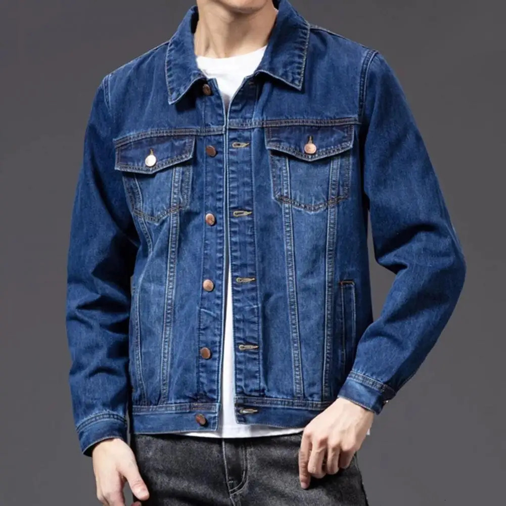 Casual Denim Jacket for Men Coat Singlebreasted Cardigan Male 250225
