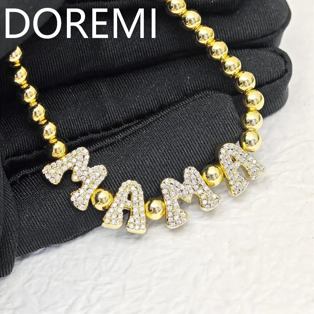 DOREMI Brass Letters Beads Bracelet Custom Jewelry Gift Friendship Bracelets Beads Personalized Initial Bubble Letter Bracelet 250303