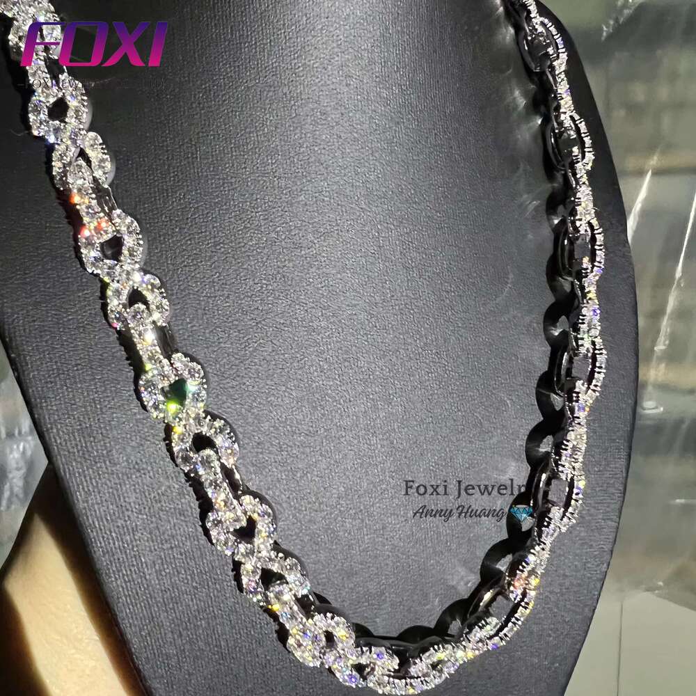 Hip Hop Mossanite Jewelry 12Mm 14K Pure White Gold Sterg Sier Vvs Moissanite Infinite Chain Necklace