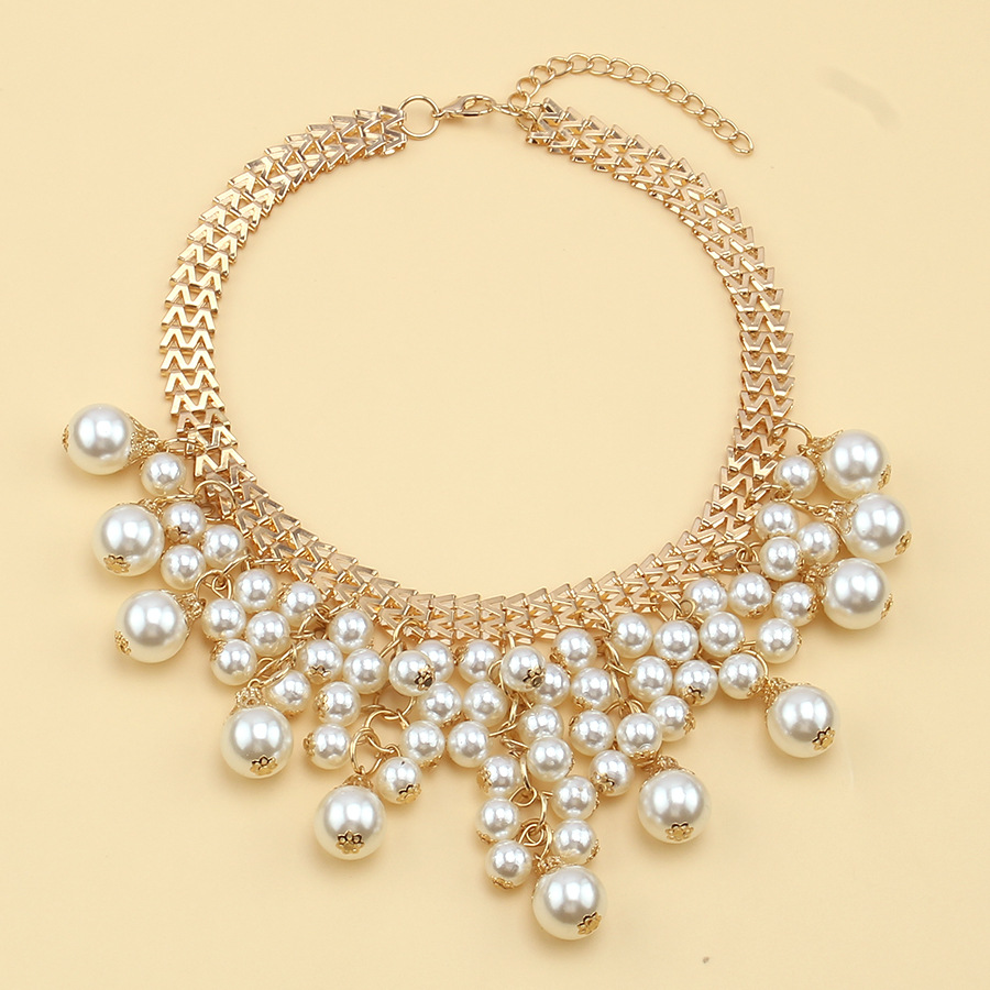 Multi-layer tassel pearl necklace female gorgeous exaggerated dinner party jewelry Europe and the United States fashion with jewelry