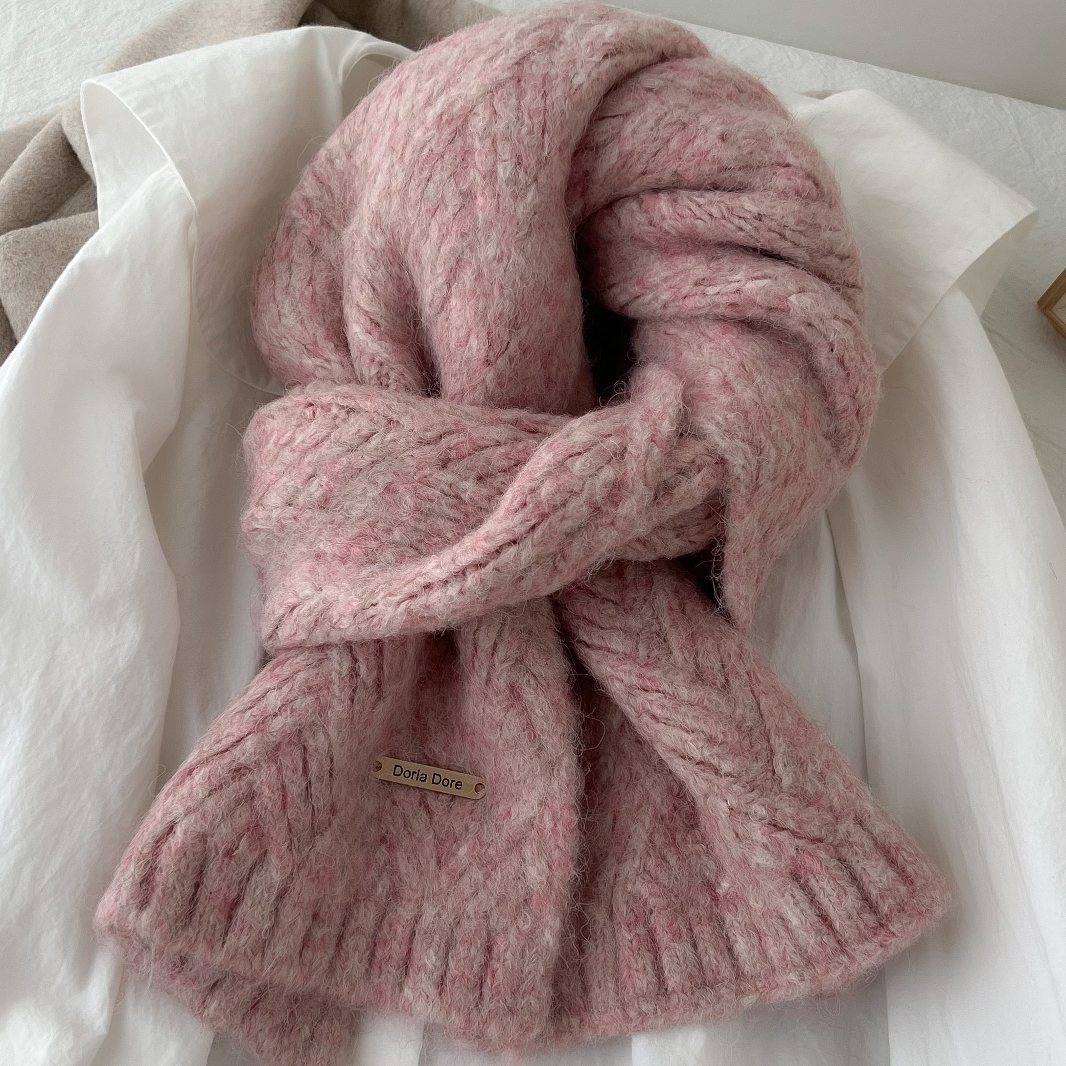 K063 Albaca Alpaca Pure Color Knitted Scarf Women's Winter New High-grade Wool Blended Korean Style Trendy Student