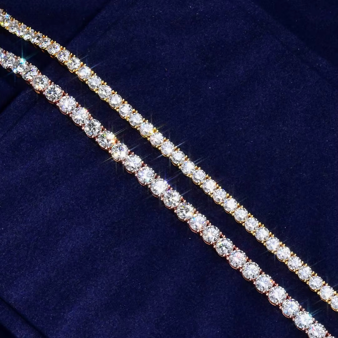 Elegant 3mm Moissanite Tennis Chain VVS Clarity Gold Plated 925 Silver Hypoallergenic Luxury Gift Moissanite Tennis Chain