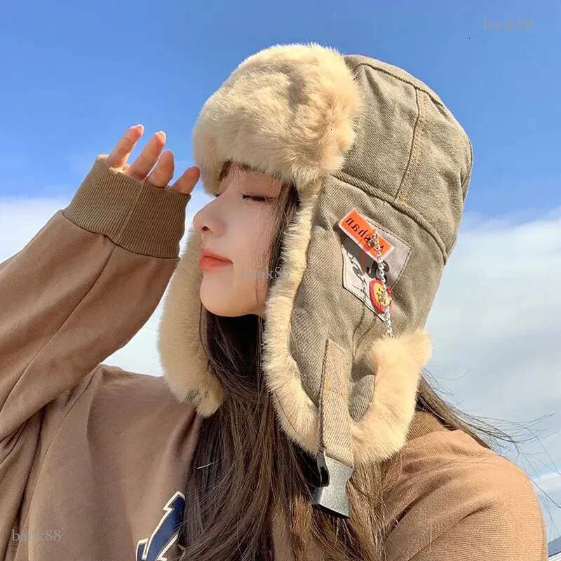 Trapper Hats Winter Pilot Hat Women's Outdoor Fashion Bomber Hat Men's Russian Hat Labeling Pilot Warm Trapper Ushanka Ski Hat 23