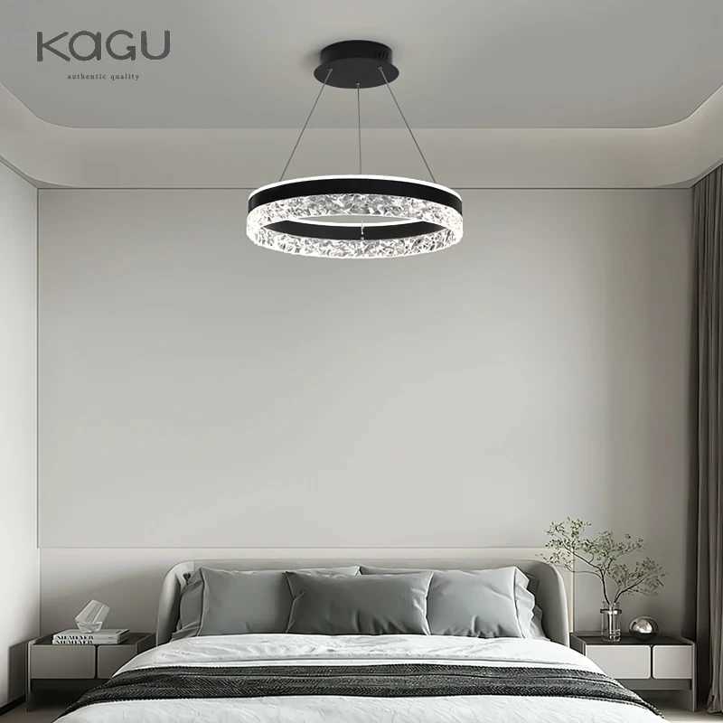 Minimalist Modern Led Chandelier Home Lighting Crystal Rings Ceiling Mounted Chandelier Lighting Hanging Lamp Black White Frame X250307