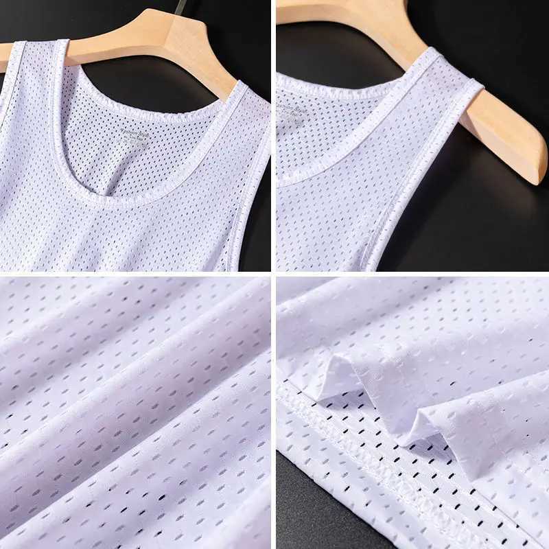 Mens Ice Silk Mesh Tank Tops Summer Quick-Drying Breathable Vest Bodybuilding Sleeveless Shirt Sport T Shirts Muscle SingletsT250318